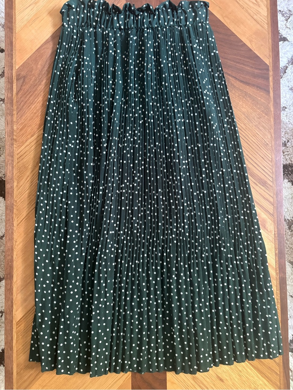Exlura High Waist Polka Dot Pleated Maxi Skirt